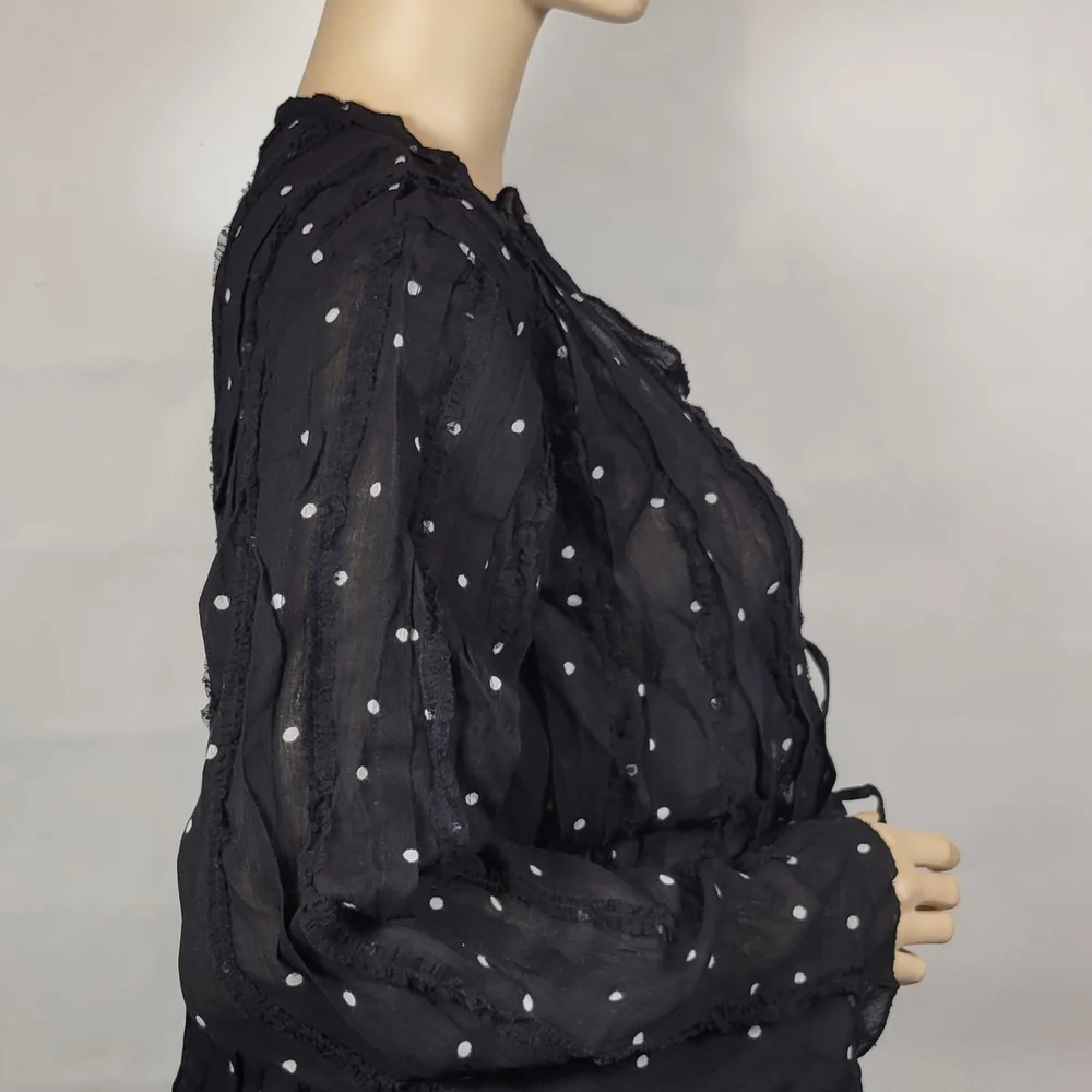 Free People Black and White Polka Dot Blouse - Picture 8 of 12